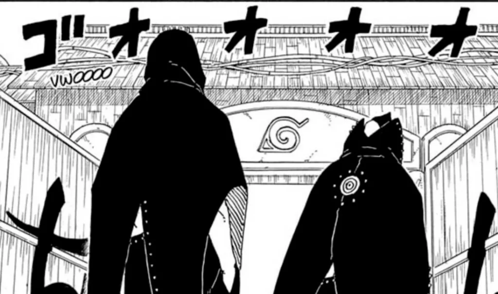 Jura andd Hidari (Sasuke) at Konoha in Boruto Chapter 8